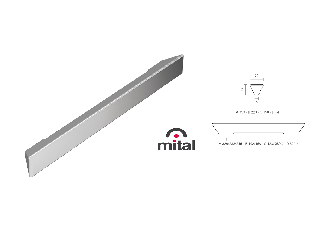 mit3320 cr.png Maniglietta Mobile 3320 Multi Interasse 192-160 mm.223x22x18h varie finiture | Mital - immagine 1